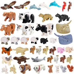 Moc City Animals Classic Building Blocks Cute Cows Pandas Goats Squirrels Rabbits Parrots Sharks Creative Toy For Children Gift