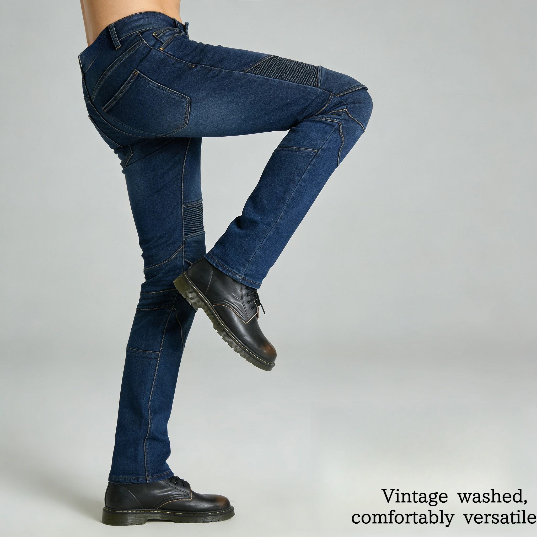 Motorcycle Motorbike Riding Pants Anti-drop with Silicone Protective Gear Motorcycle Jeans Men's Casual Workwear Stretch Retro