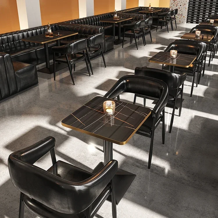 Hot sales Industrial style Customized combination bar barbecue restaurant music hall commercial Leather dining table chair