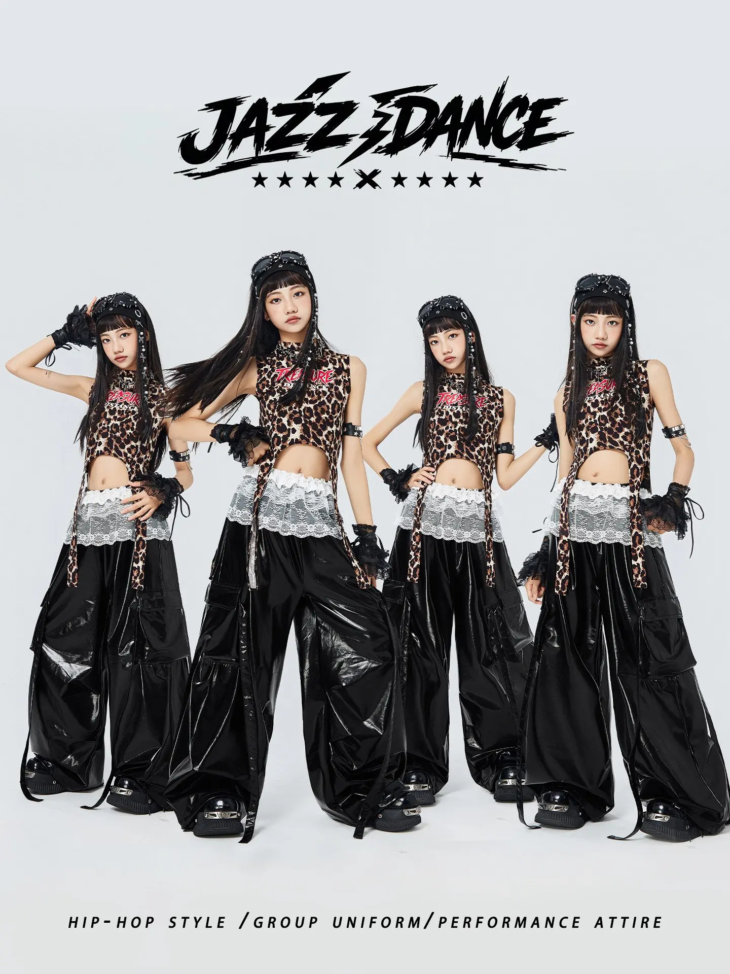 vetements-de-danse-jazz-pour-filles-hauts-leopard-pantalons-cargo-noirs-tenues-hip-hop-mode-d'ete-vetements-de-rue-costume-d'equipe-bl19737