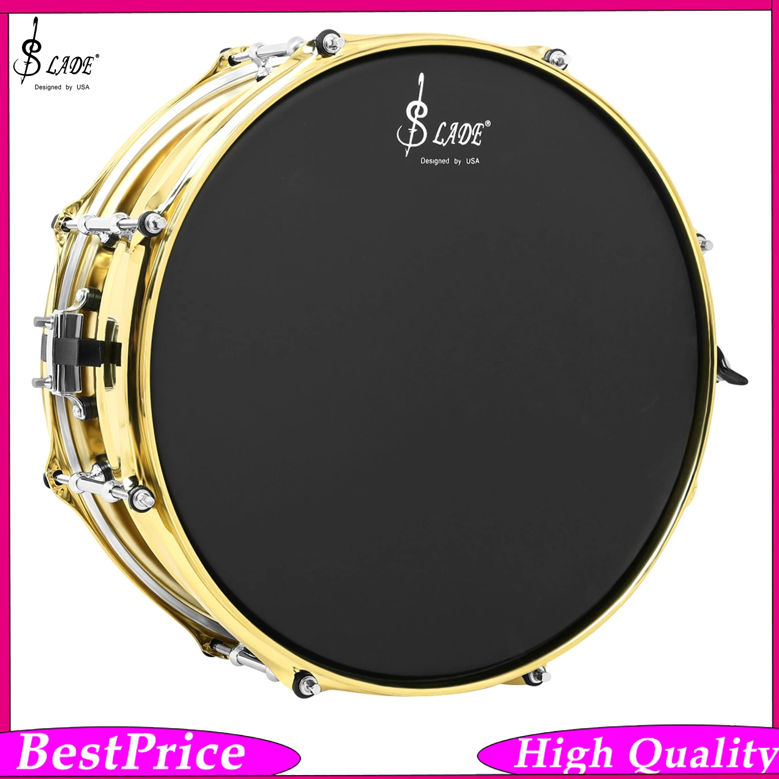 SLADE Snare Drum 14x5.5 Inch Matte Drumhead Percussion Instrument Stainless Steel Snare Drum for Band Practice Performance