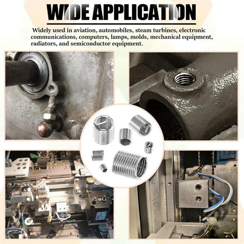 60 قطعة من حشوات خيط الأسلاك الحلزونية المصنوعة من الفولاذ المقاوم للصدأ - مجموعة أدوات تثبيت أكمام الخيط، لمسة نهائية مجلفنة