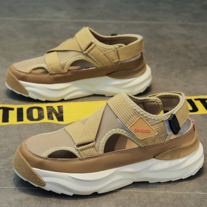 Men's Sandals Summer Outdoor Anti-Slip Men's Platform Sandals Slippers 2025 New Sports Hollow Hole Beach Shoes