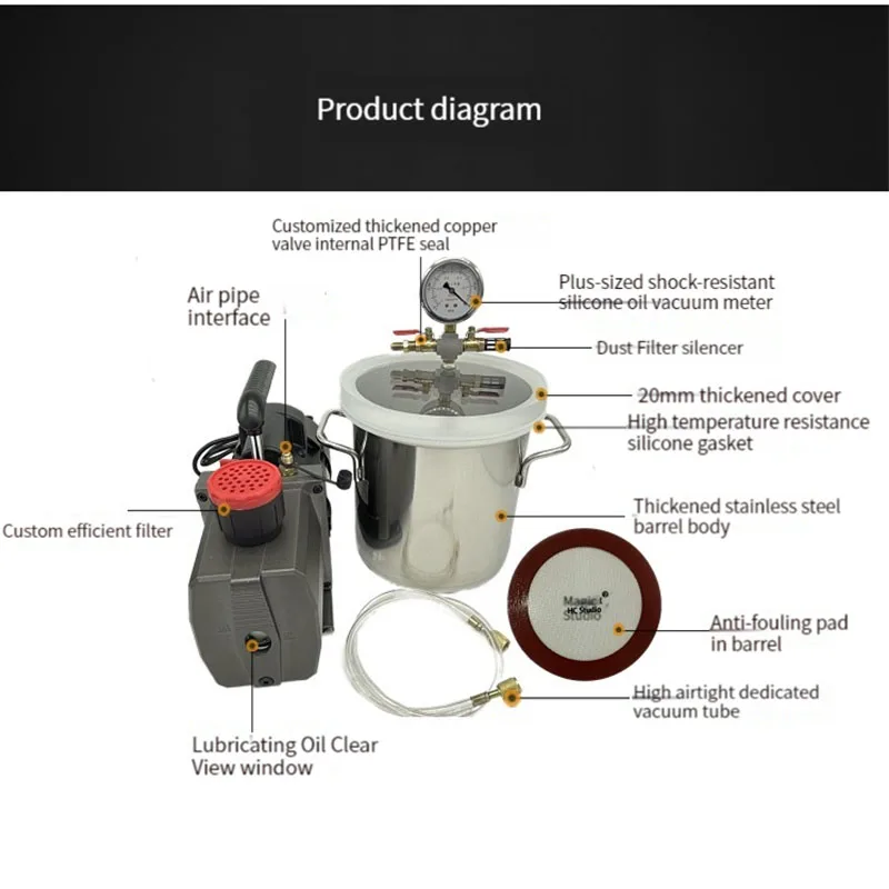 Vacuum Defoaming Tank Barrel Stainless Steel Vacuum Chamber Small Type Deaeration Bucket Vacuum Filling Equipment