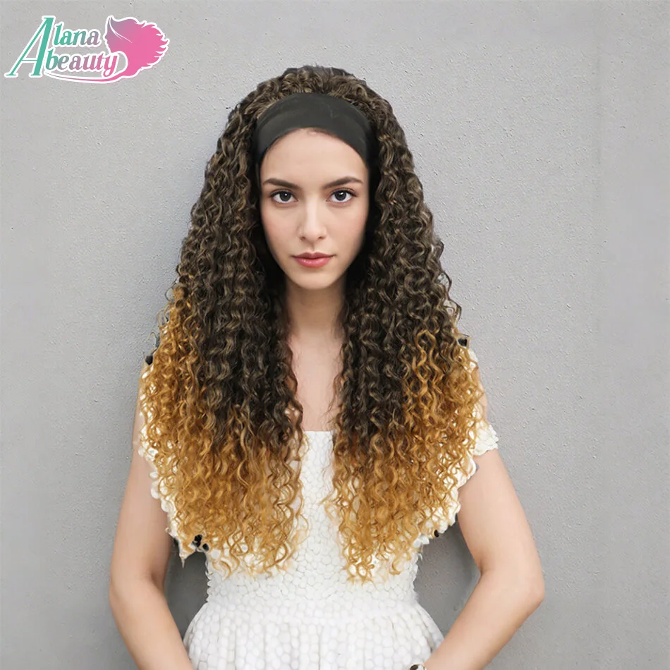 Synthetic 28Inch Long Kinky Curly Headband Wigs Anjo Plus Ice Headband Wig For Women Afro Curly Water Wave Organic Fiber Hair