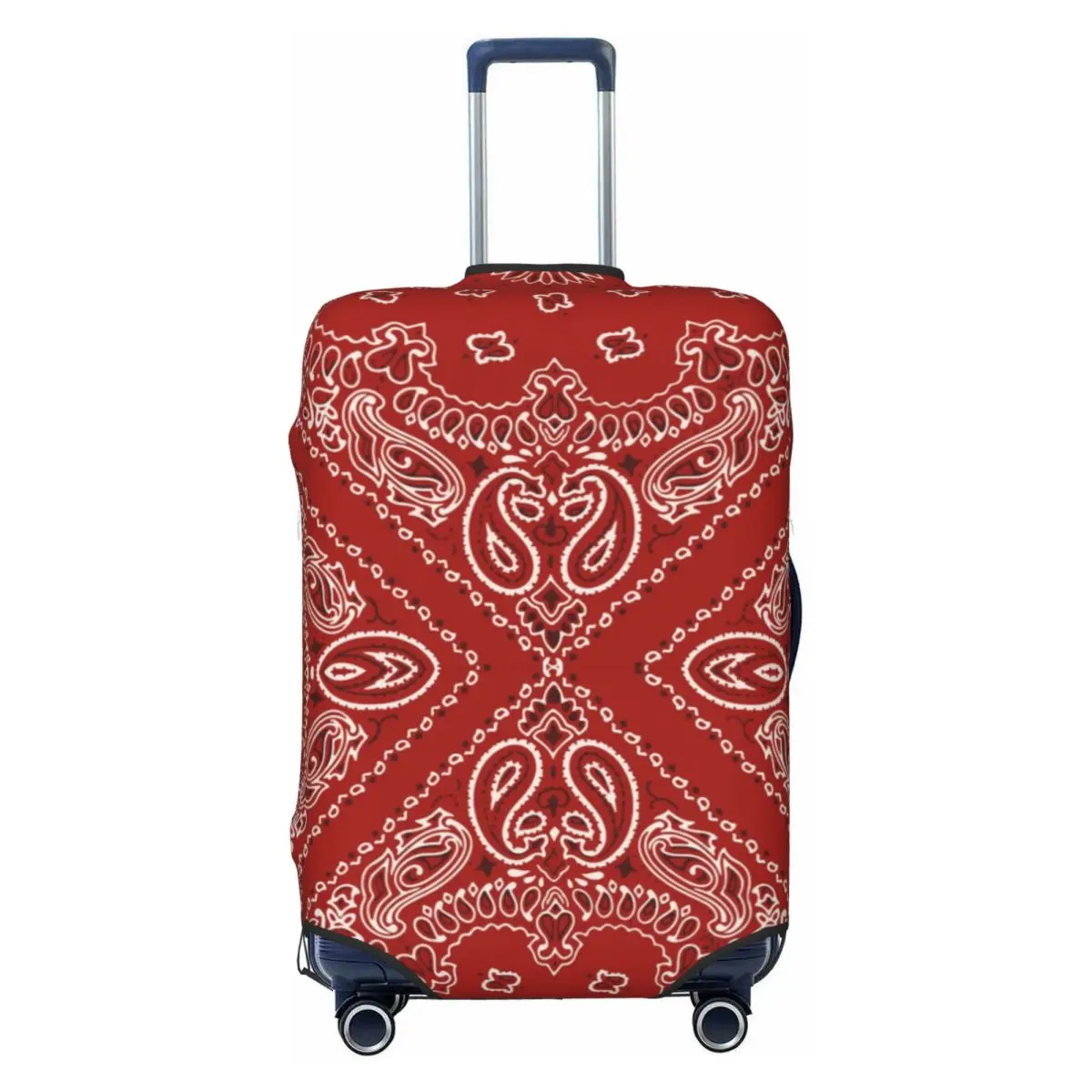 

Custom Cool Red Bandana Paisley Style Luggage Cover Protector Funny Travel Suitcase Covers for 18-32 Inch