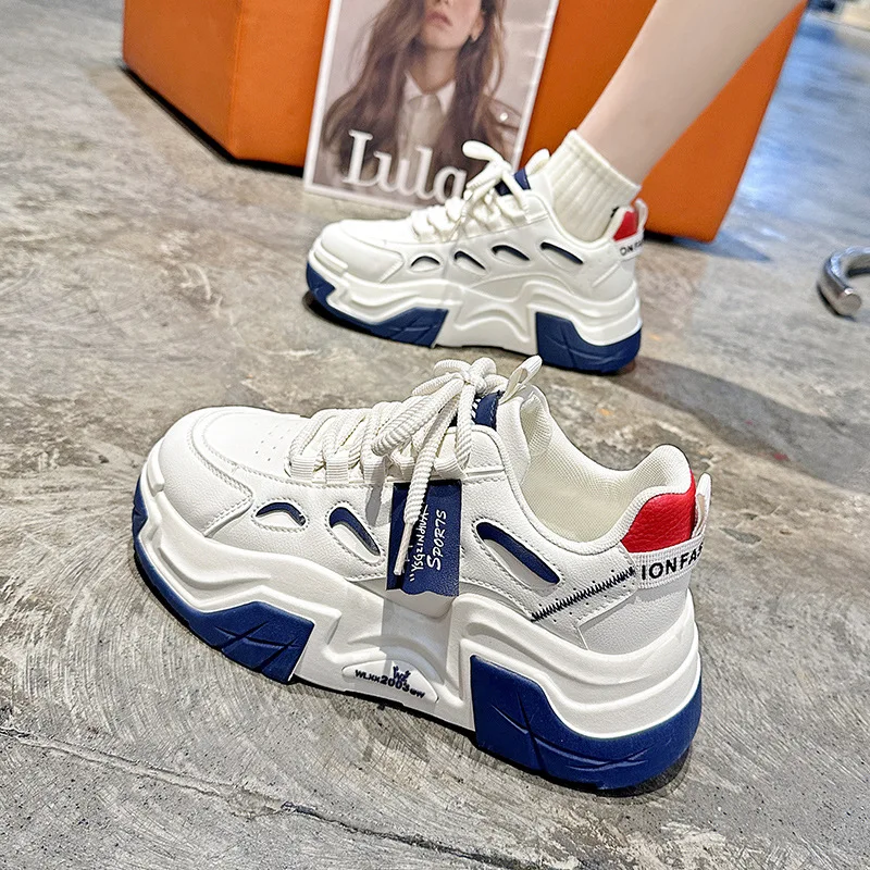 

Women Vulcanized Shoes Fashionable New Style Versatile Small Thick Soled Height Increasing Lightweight Sports Dad Shoes