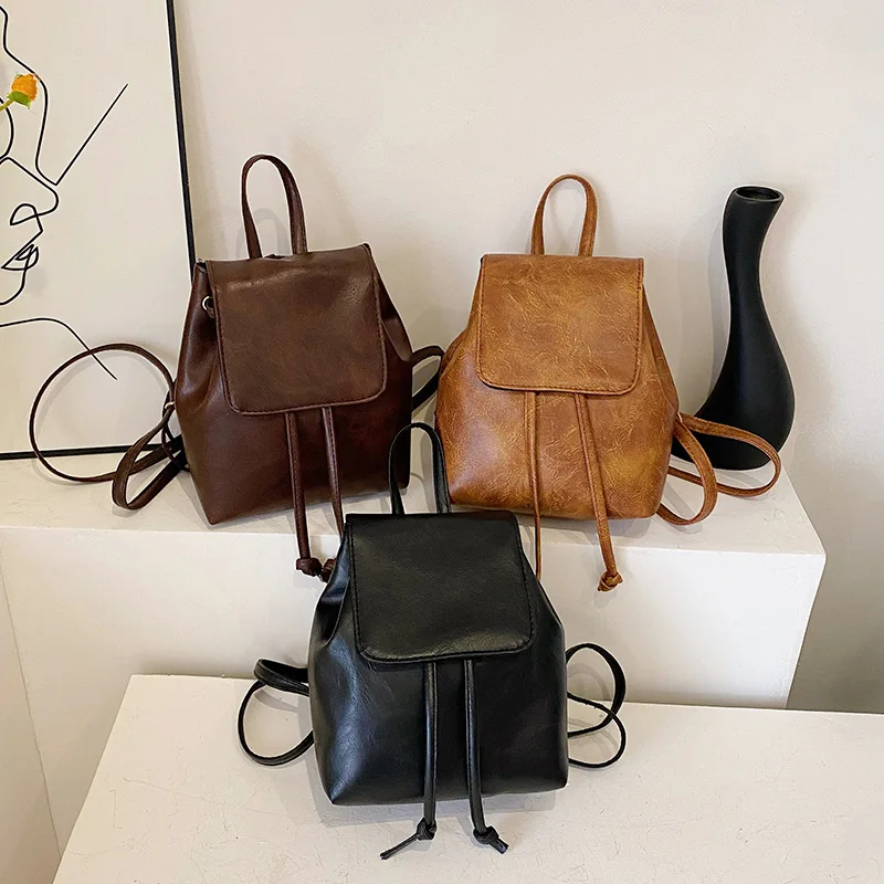 Spring and Summer 2025 women's backpack simple and fashionable small  shoulder bag with drawstring