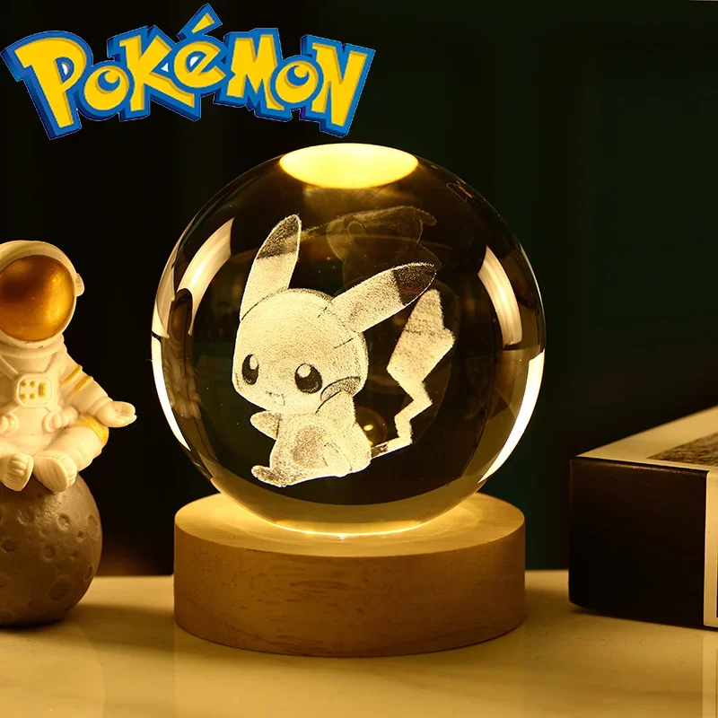 

New Pokemon Pikachu Luminescent Crystal Ball Models Bedroom Decoration Accessories New Year Dinner Party Home Decor Xmas Gifts