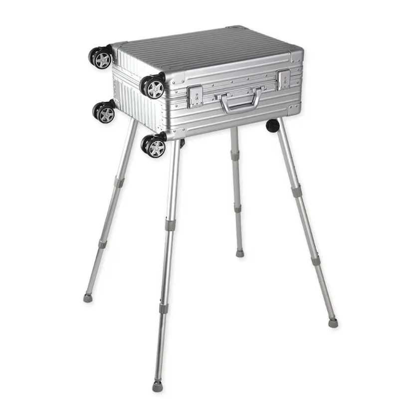 

Кейс для макияжа с LED-зеркалом и подсветкой, портативный чемодан для визажиста на колесиках с ножками, дорожный бьюти-кейс