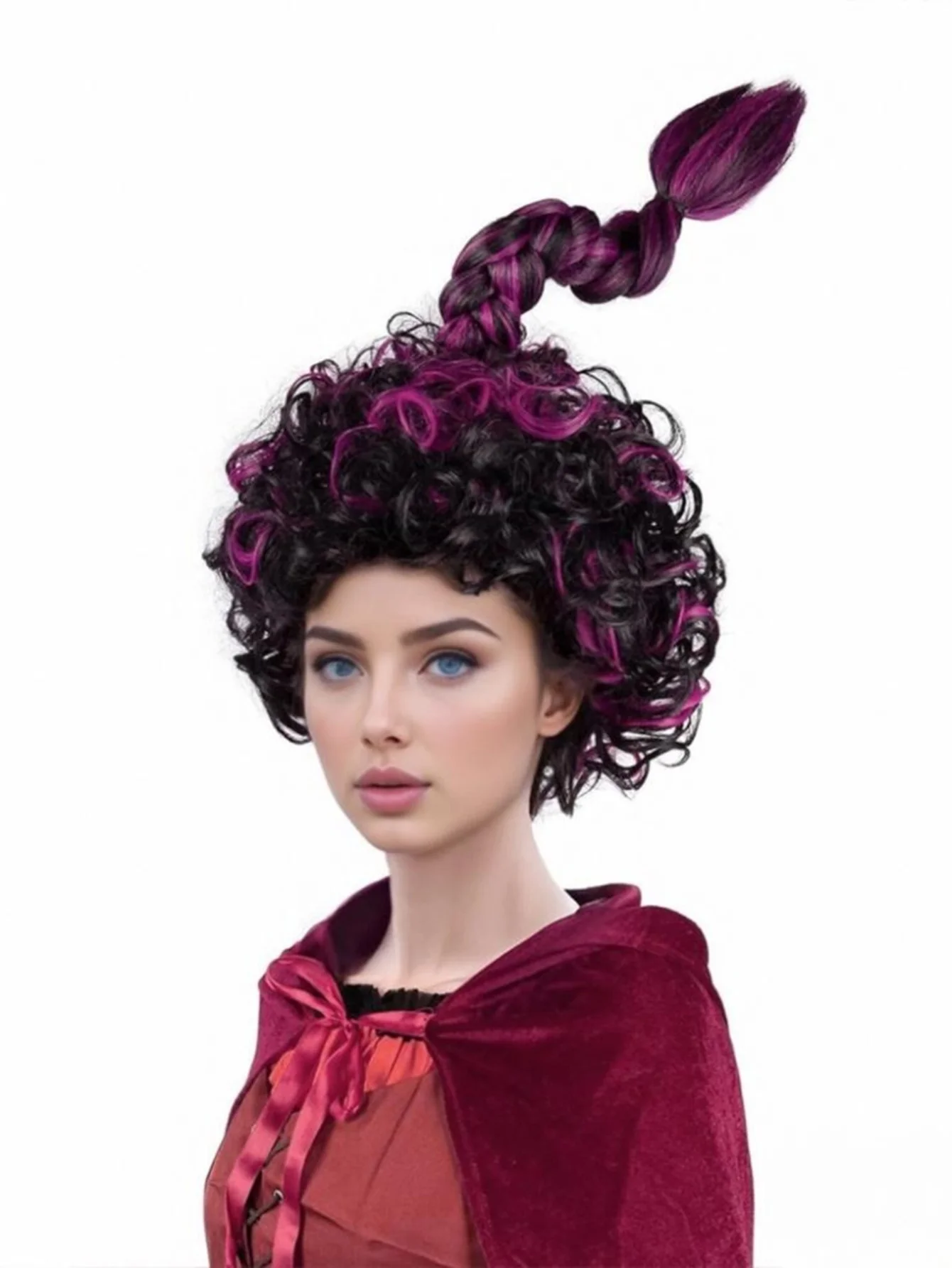 

Creative Black to Purple Gradient Curly Synthetic Wig, Unique 3D Braid Scorpion Style, Party Wig, for Gatherings & Role-Playing