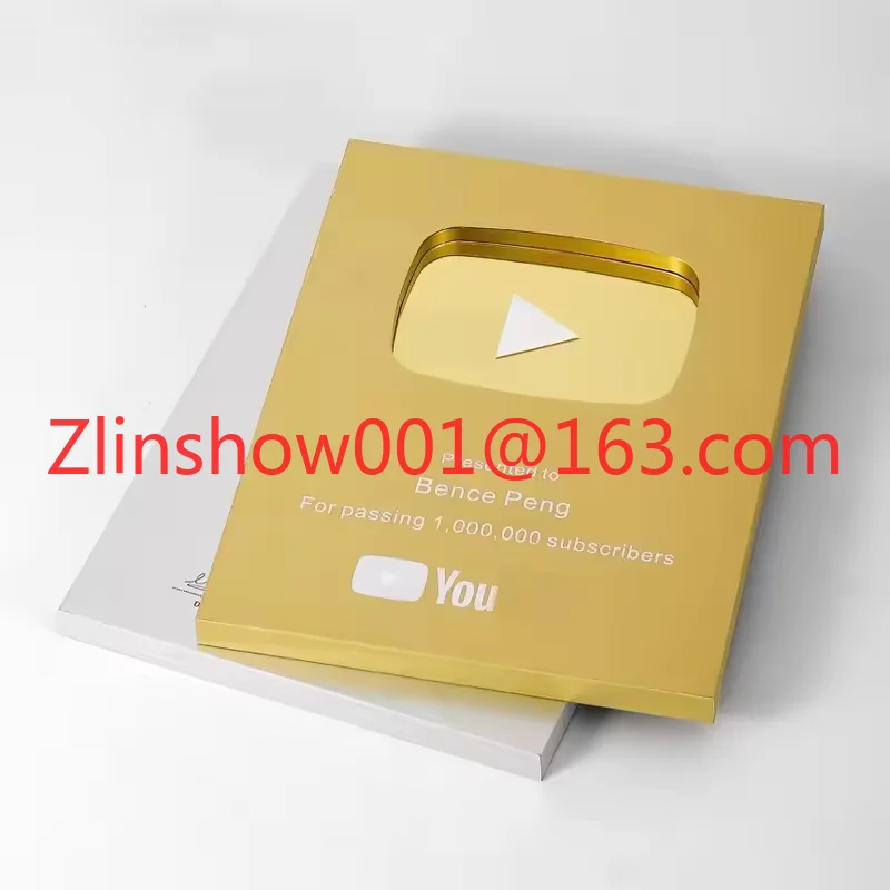 Custom Award Trophy Medal Plaque Coolest Gift with Play Button Silver & Gold Plaque YouTube Awards Wholesale