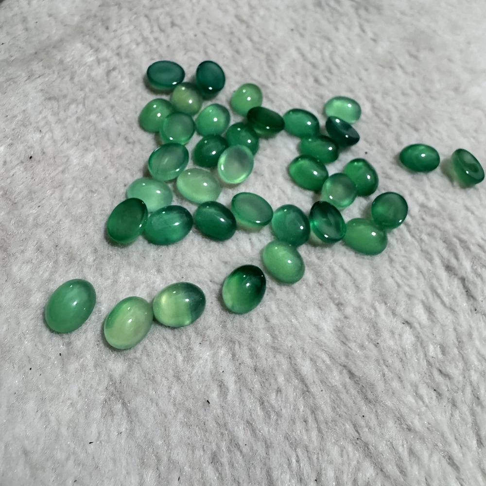 Wholesale  10pcs/lot Natural Multi Green Agate 8x10mm Oval Bead Semi-Precious Gemstone Cabochon Ring Face For Jewelry