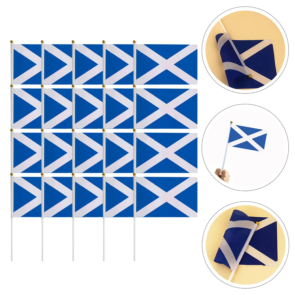 20 Pcs Scotland Waving Flag Party Handheld Decoration Scottish Flags Patriotic Sports Portable Lawn