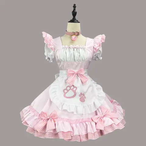 Classical Maid Cosplay Costumes Lolita Cat Girl Plus Size Apron Maid Outfits Anime Black White Cute Girl Party Princess Dress