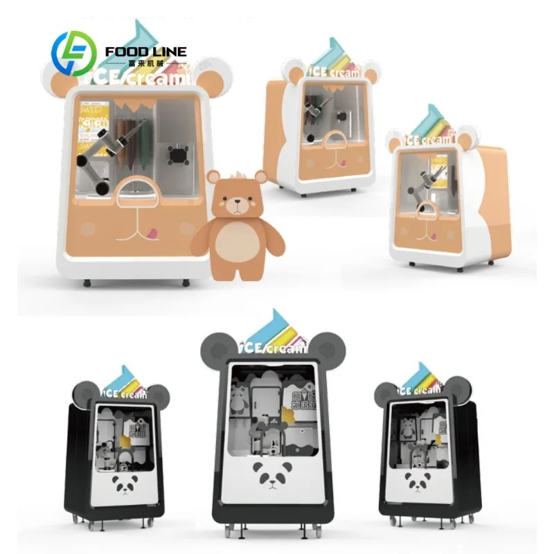 Customized High-tech Automatic Ice Cream Vending Kiosk With 6 Axis Robot Arm Booth in Tourist Attractions Schools Airports