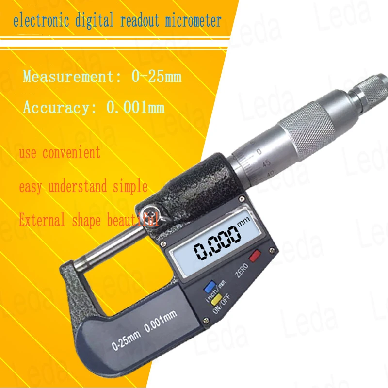 Digital Display Micrometer 0-25/25-50/50-75/75-100mm 3key 7Key Wall Thickness Digital Micrometer High Precision Electronic Outer