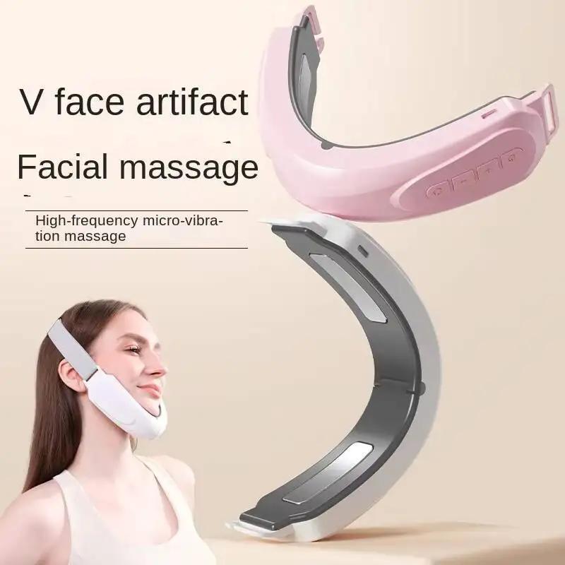 Appareil de tonification du visage à microcourant EMS, masseur de vibrations chauffantes en forme de V, réducteur de Double menton, usage domestique, soins de beauté