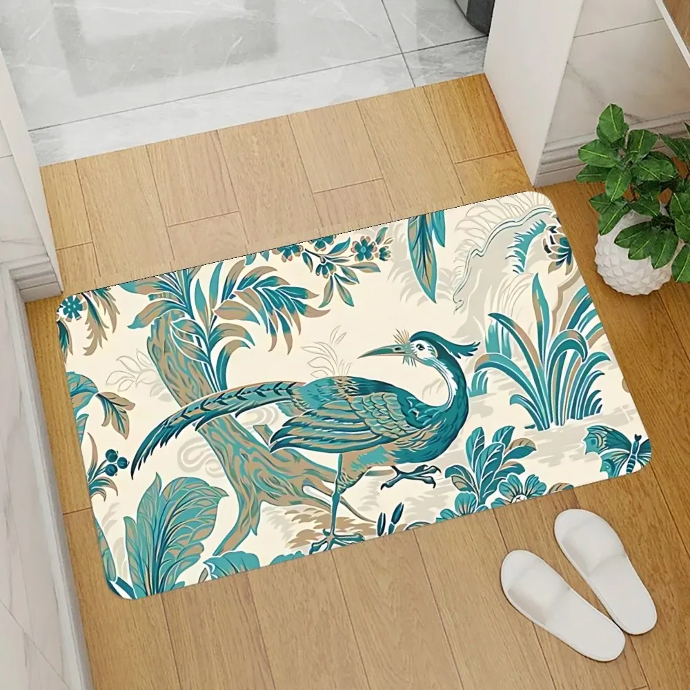 Custom Classic French Toile De Jouy Floor Mat Graphic Printed Flannel Doormats for Bathroom Kitchen Entrance Carpet Home Decor