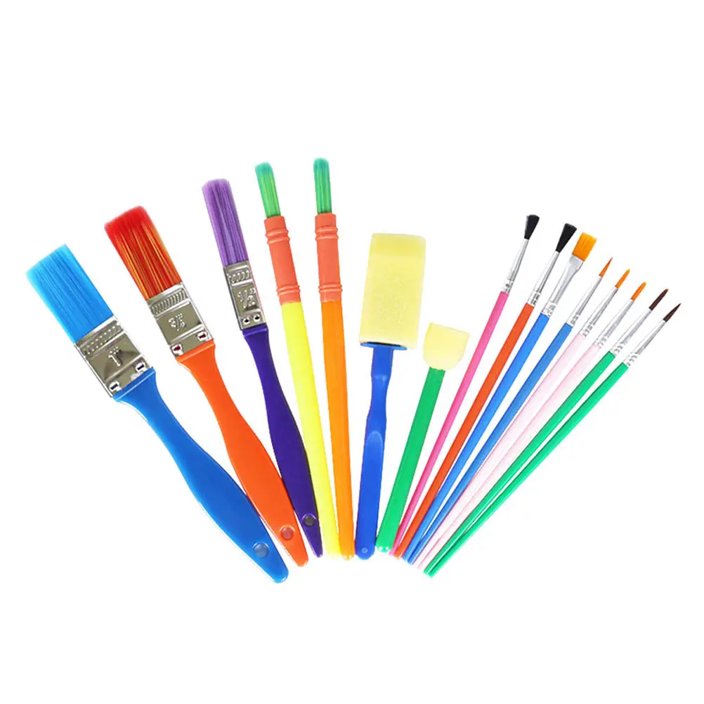 15-Piece Colorful Painting Brush Set for Kids – Plastic Handle DIY Art Supplies, Early Learning Drawing Tools