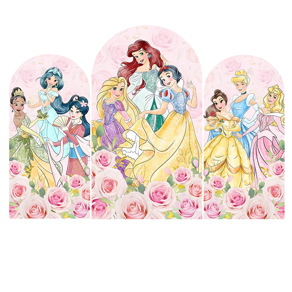 Disney Princess  Arch Backdrop Cover Birthday or Girl's Birthday Party Decor Candy Dessert Table Cover Banner