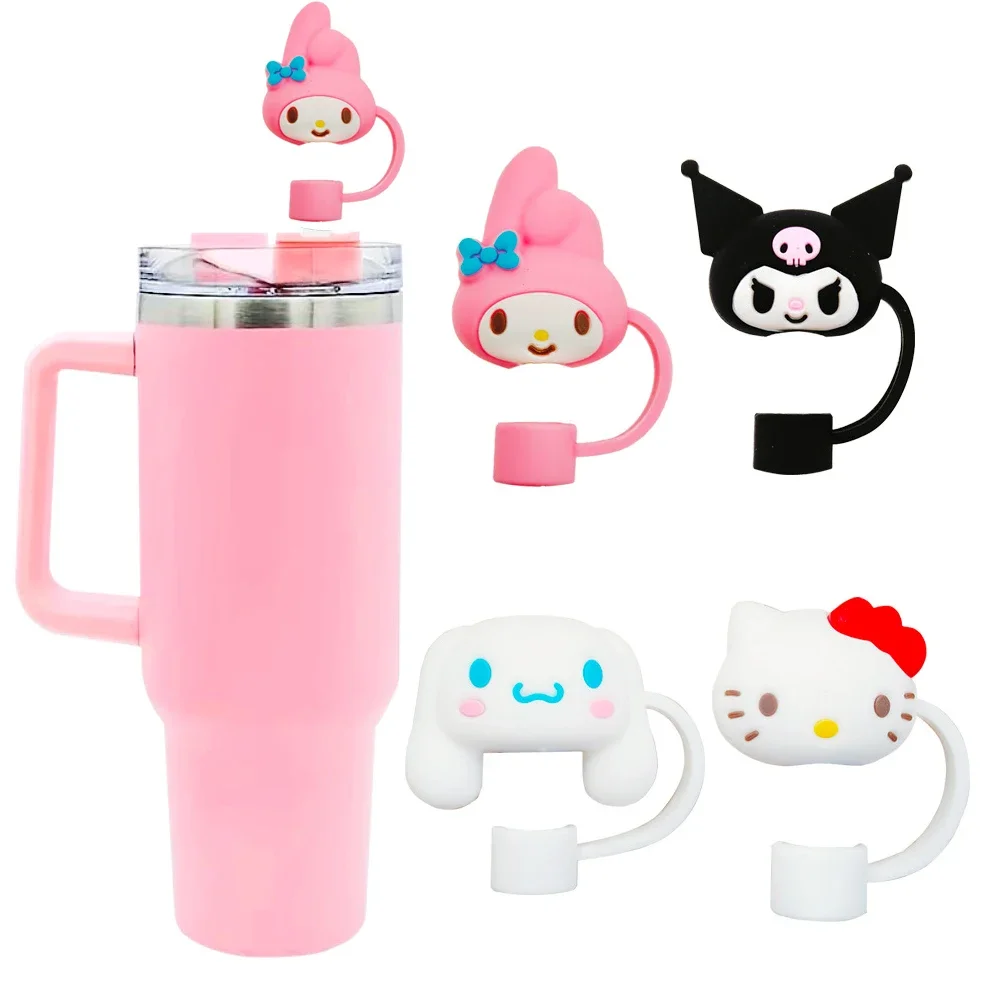 

Sanrio HelloKitty пылезащитные соломенные колпачки с героями мультфильмов Cinnamoroll Kuromi Melody силиконовые соломенные колпачки украшения реквизит для вечеринки подарки