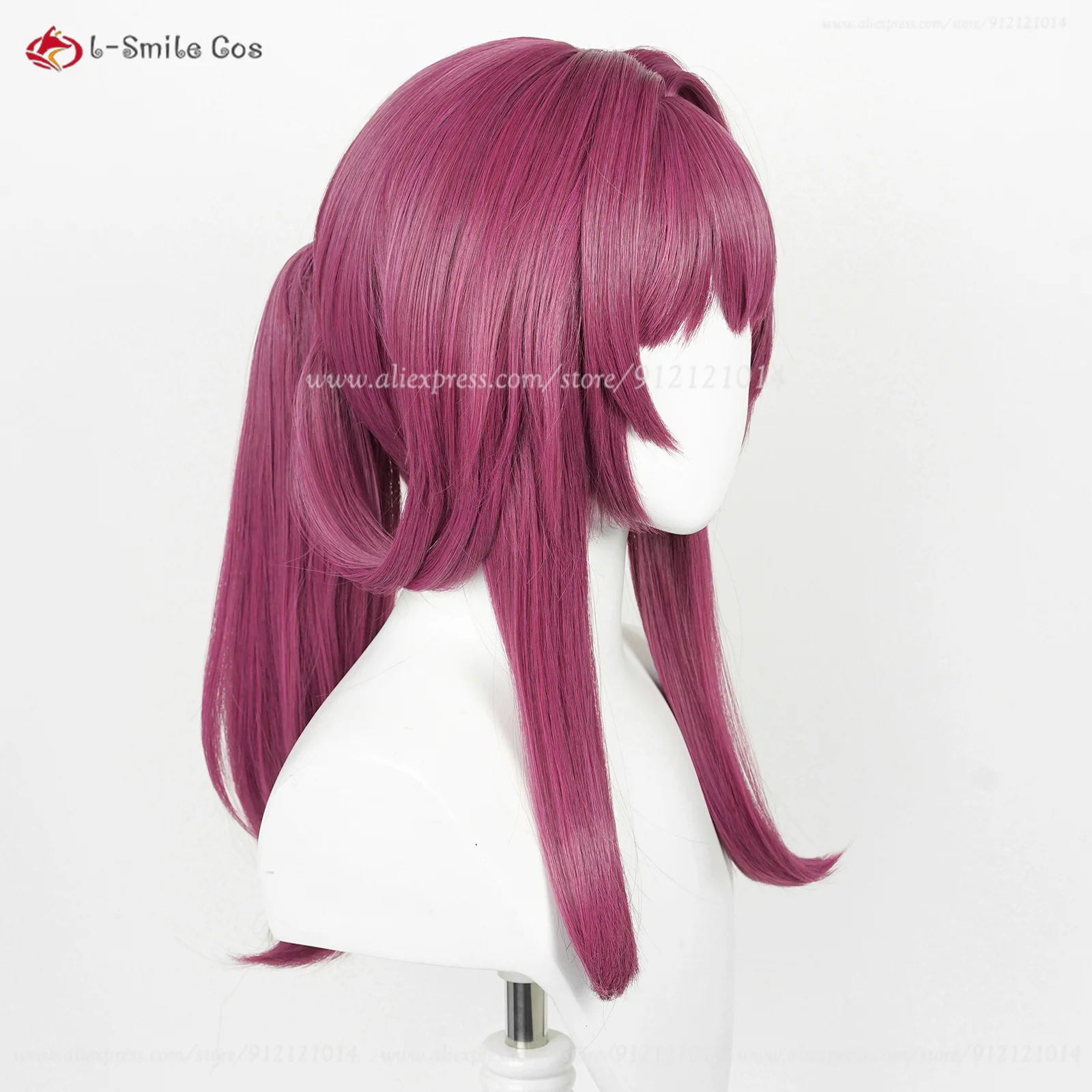 43Cm Kafka Cosplay Pruik Rose Paars Kafka Anime Pruiken Met Paardenstaart Clip Hittebestendig Synthetisch Haar Halloween Pruik + Pruik Cap