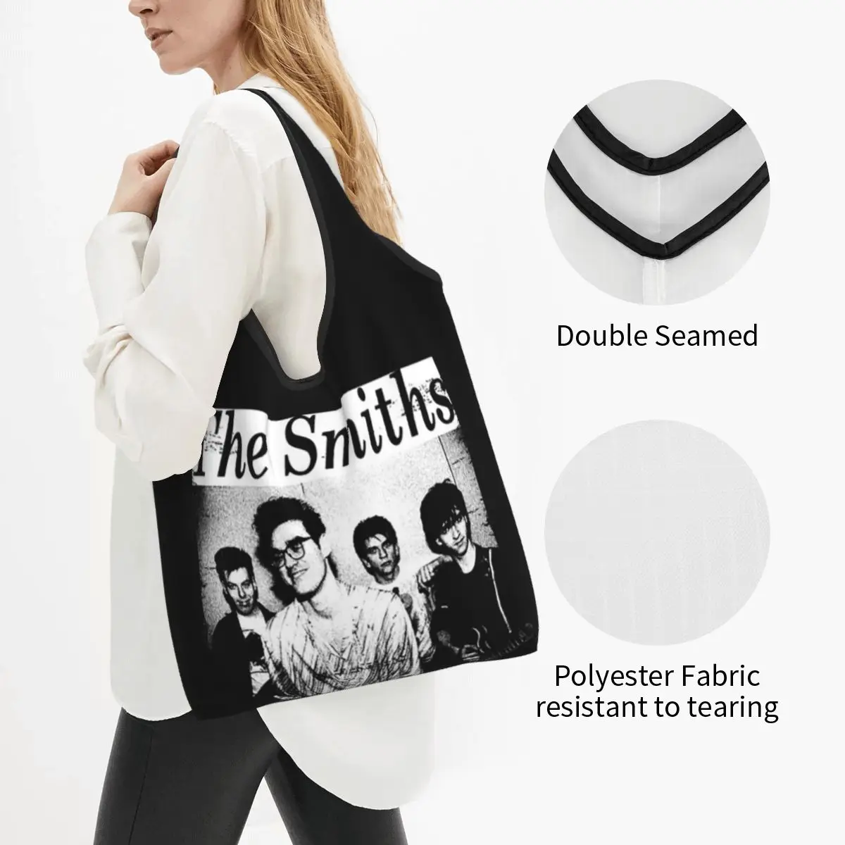 Reusable The Smiths Grunge Style Shopping Bag for Groceries Foldable Grocery Bags Washable Large Tote Bags