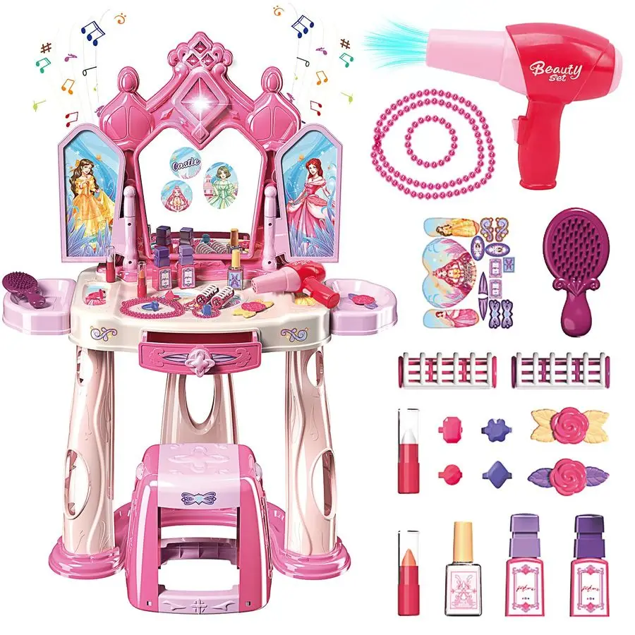 

Play Girls Makeup Table Set with StoolOpen Doors by GesturesKids Vanity Set with Lights and MusicToddler Beauty Salon Set with
