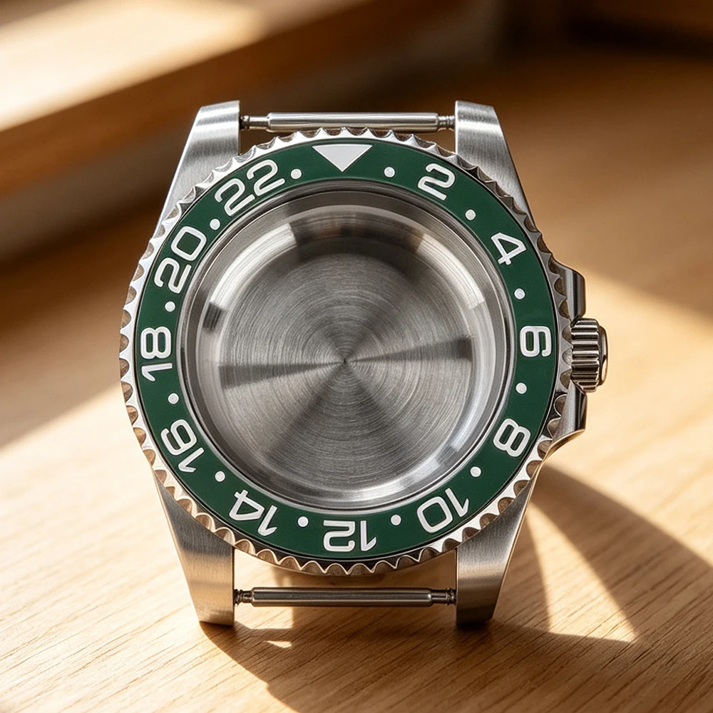 Silvery 40MM Watch Case High Quality Accessories For GMT NH35 NH36 NH38 NH34 Miyota 8215 ETA 2824 Movt 120 Clicks Sapphire Glass