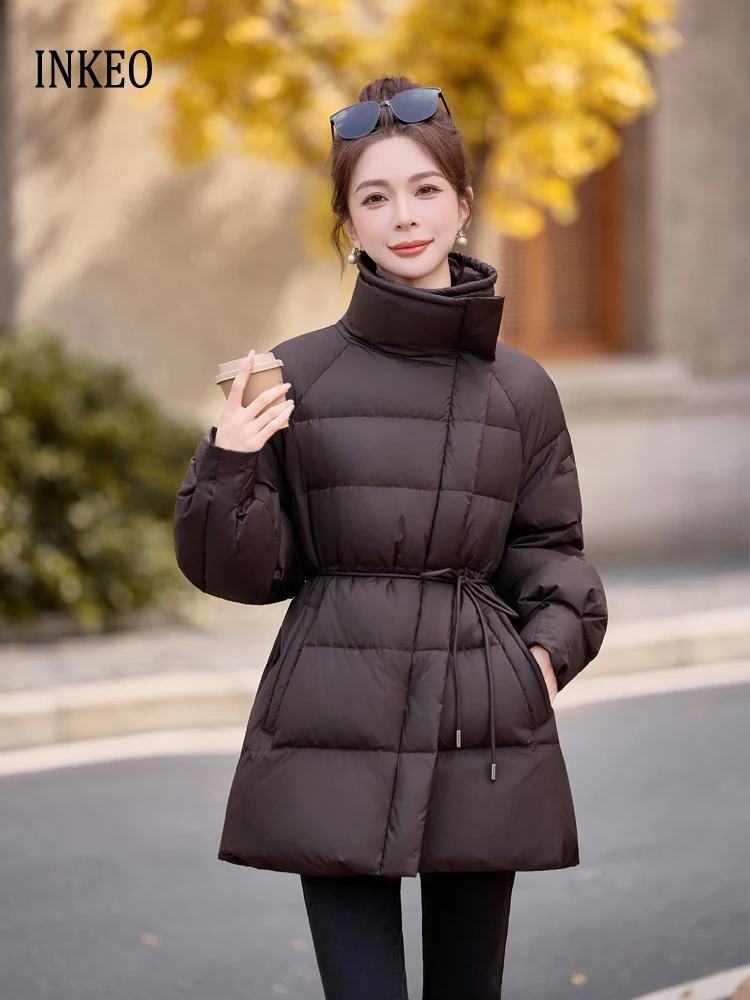 Luxury High-neck down jacket Women's Winter Warm Design irregular puffer coat 2026 New Oversize outwear Elegant INKEO DJ647
