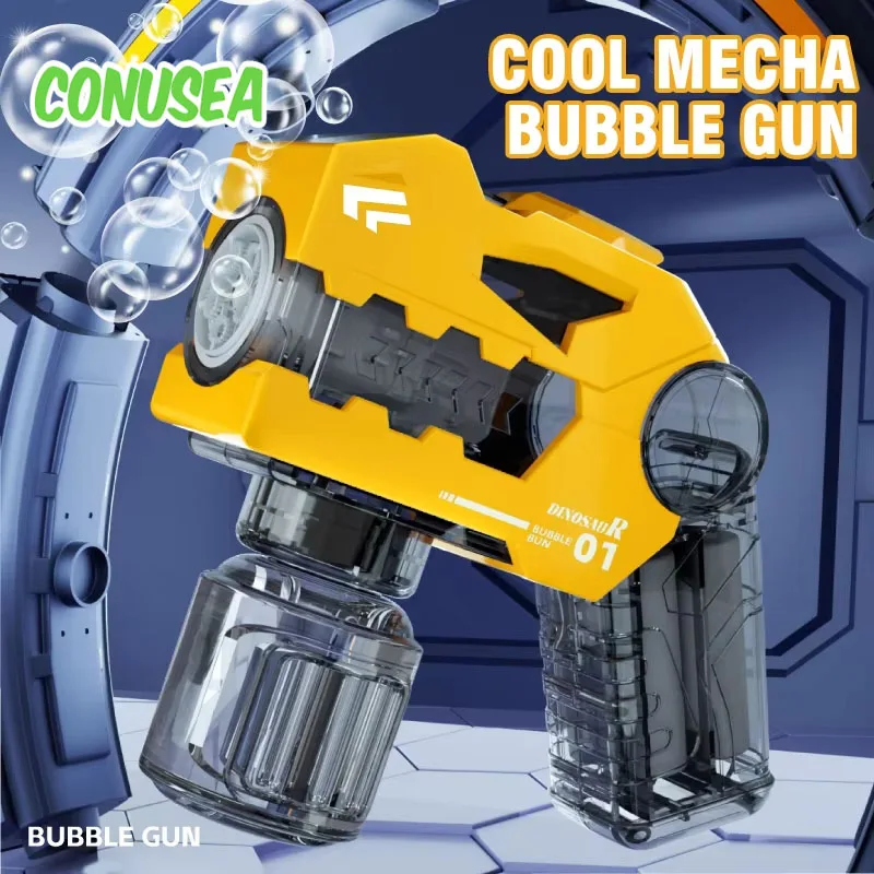 Pistola automatica per bolle di sapone a forma di dinosauro per bambini Macchina per bolle portatile Creatore di bolle Giocattolo elettrico per ragazzi Giochi all'aperto per bambini