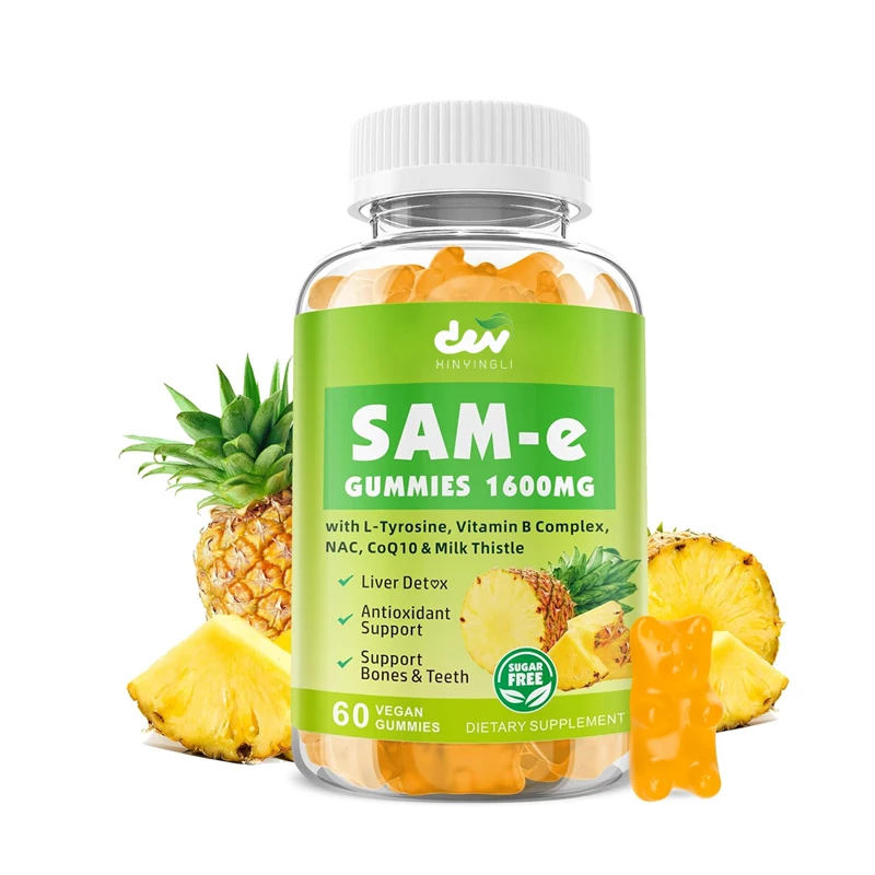 

Sugar Free 1600mg SAM e Supplement with Vitamin B Complex & NAC, CoQ10, Pineapple Flavor, 60 Count