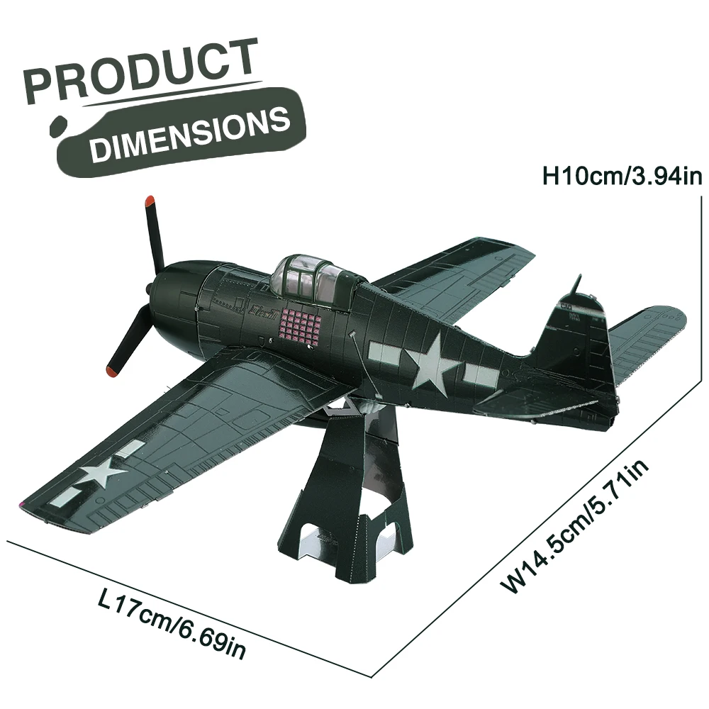 Piececool 3D Metal Puzzle GRUMMAN F6F HELLCAT Model Kits for Teens