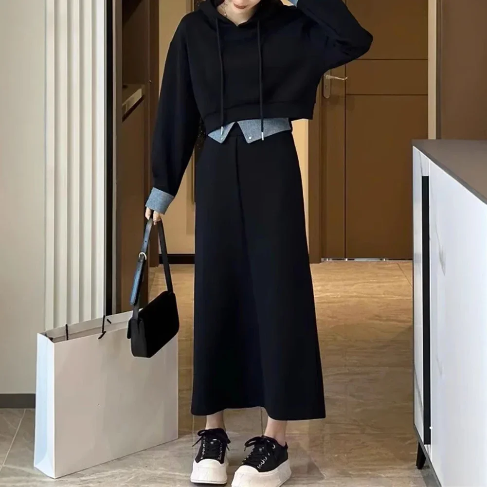 

Casual Outing S XL Skirt Outfit Long Sleeve Hooded Sweatshirt Fashion Sweatshirt All Seasons Wear Hooded Design