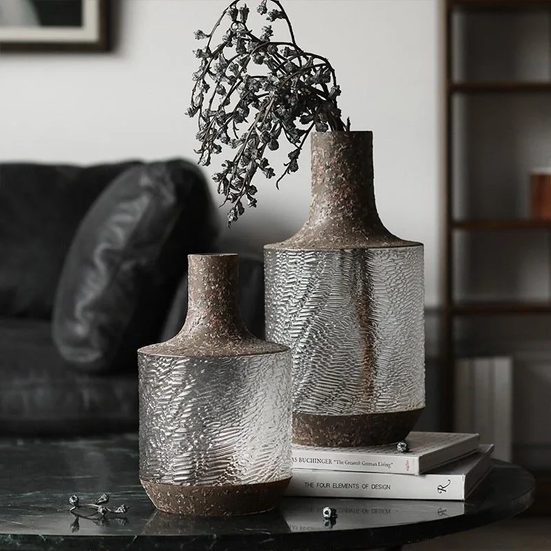 

Nordic Living Room Flower Arrangement Glass Vase Creative Vintage Decorative Item for TV Cabinet Simple Flower Container