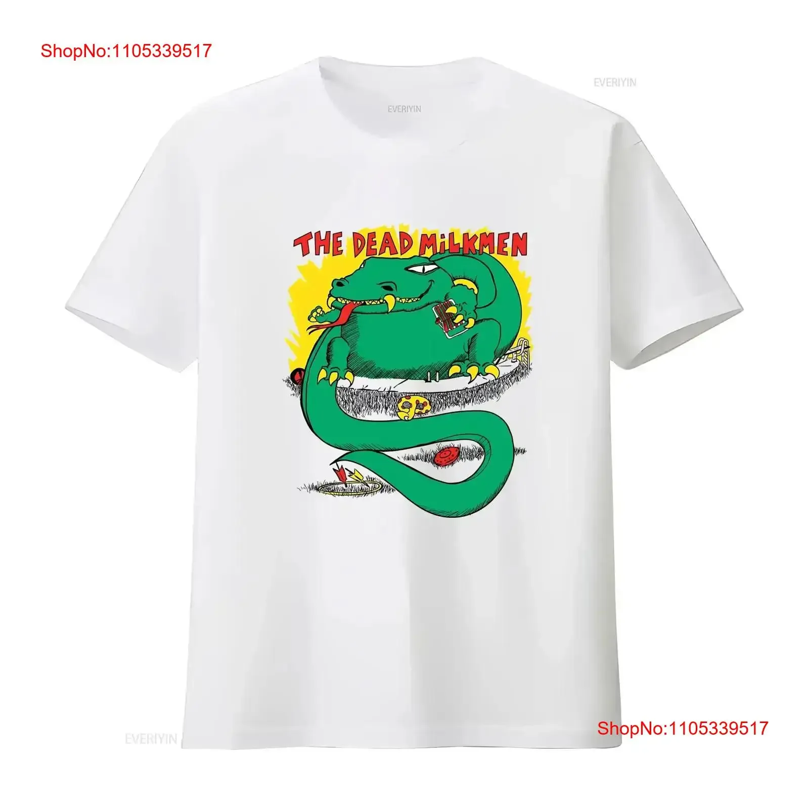 Dead Milkmen Big Lizard In My Backyard T Shirt Mens Licensed Rock N Roll White vintage Washed Top For Everyday Wear Breathable