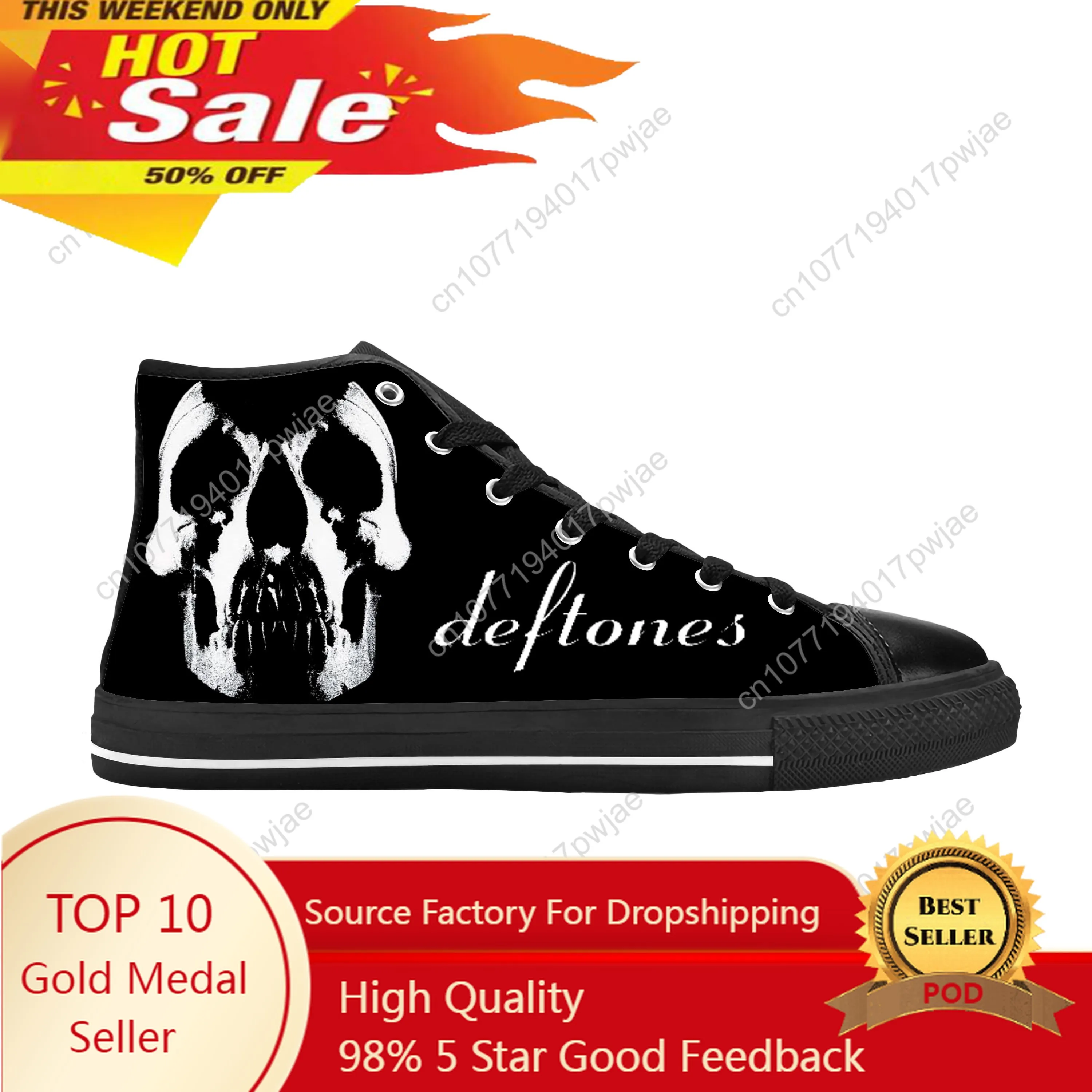 Hot Deftones Eagle Skull Skeleton Rock Band Music Casual Cloth Shoes High Top Comfortable Breathable 3D Print Men Women Sneakers