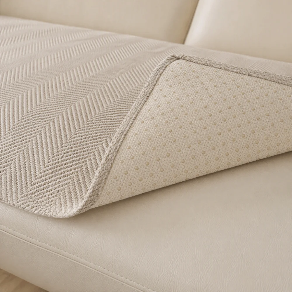 ‌Imitation Cotton Linen Sofa Cushion Non Slip Scratch Proof Sofa Throw Cover Protective Washable Pet-Friendly Sofa Cover