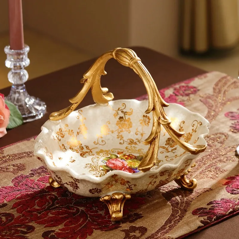 I-28  light luxury resin fruit plate home decoration living room retro portable fruit pot home high value ornament