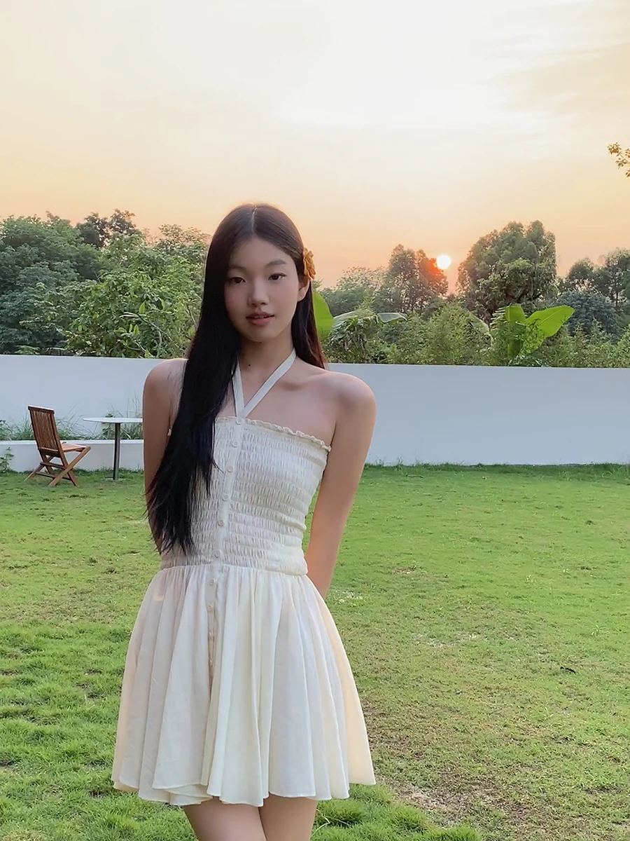 فستان نسائي صيفي جديد لعام 2025 من نادي المشاهير الأحمر، تصميم بدون حمالات مع رقبة معلقة، تنورة أنيقة بخصر مرتفع وقصة A-line ... #1