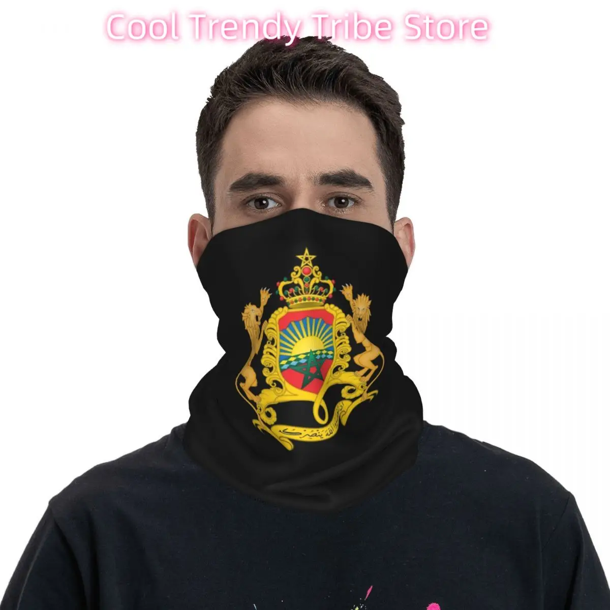 

Fashion Morocco Of Arms National Bandana Neck Gaiter Kingdom of Morocco Magic Scarf Multi-use Balaclava Neck Cover Cycling Adult
