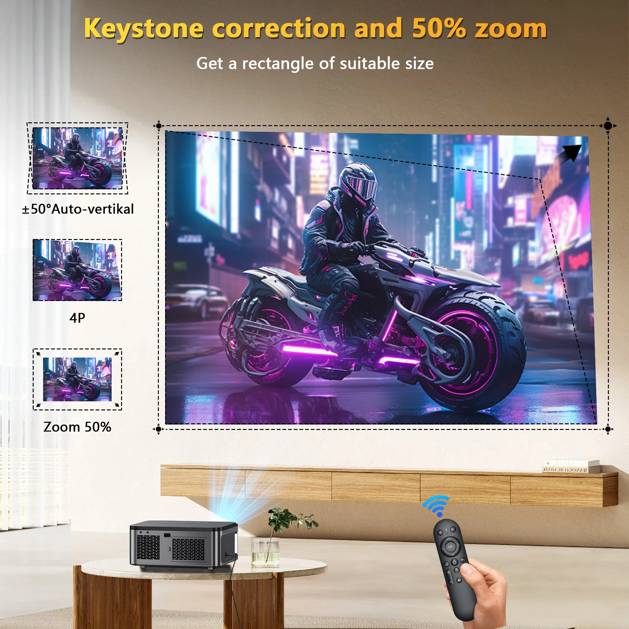 HORLAT 25000 Lumen Android Beamer Projector Full HD 1080P 8K Video Auto Keystone Home Theater 5G WiFi Draagbare TV Projector