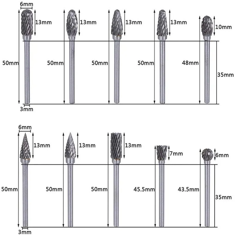 Brocas de carburo de tungsteno, vástago de 1/8 pulgadas, cortador de Metal, herramientas rotativas eléctricas, accesorio de carpintería Dremel