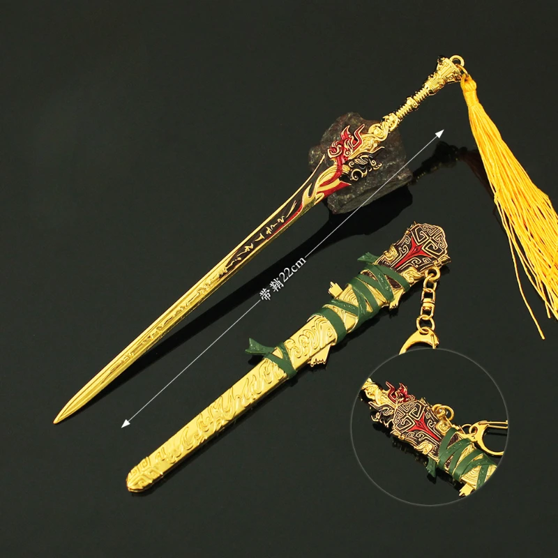 22 cm/8,66 pulgadas Naraka Bladepoint juego periférico claro espada larga arma modelo aleación de mano con funda juguete ornamento regalo para niño
