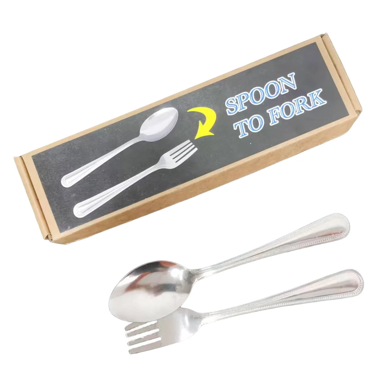 มายากลช้อนเป็นส้อม ช้อนโลหะหายไป ส้อมปรากฏ ของเล่นมายากลระยะใกล้ อุปกรณ์ประกอบฉากบนเวที กลไกมายากลสำหรับนักมายากลมืออาชีพ ตลก สร้างความประหลาดใจ