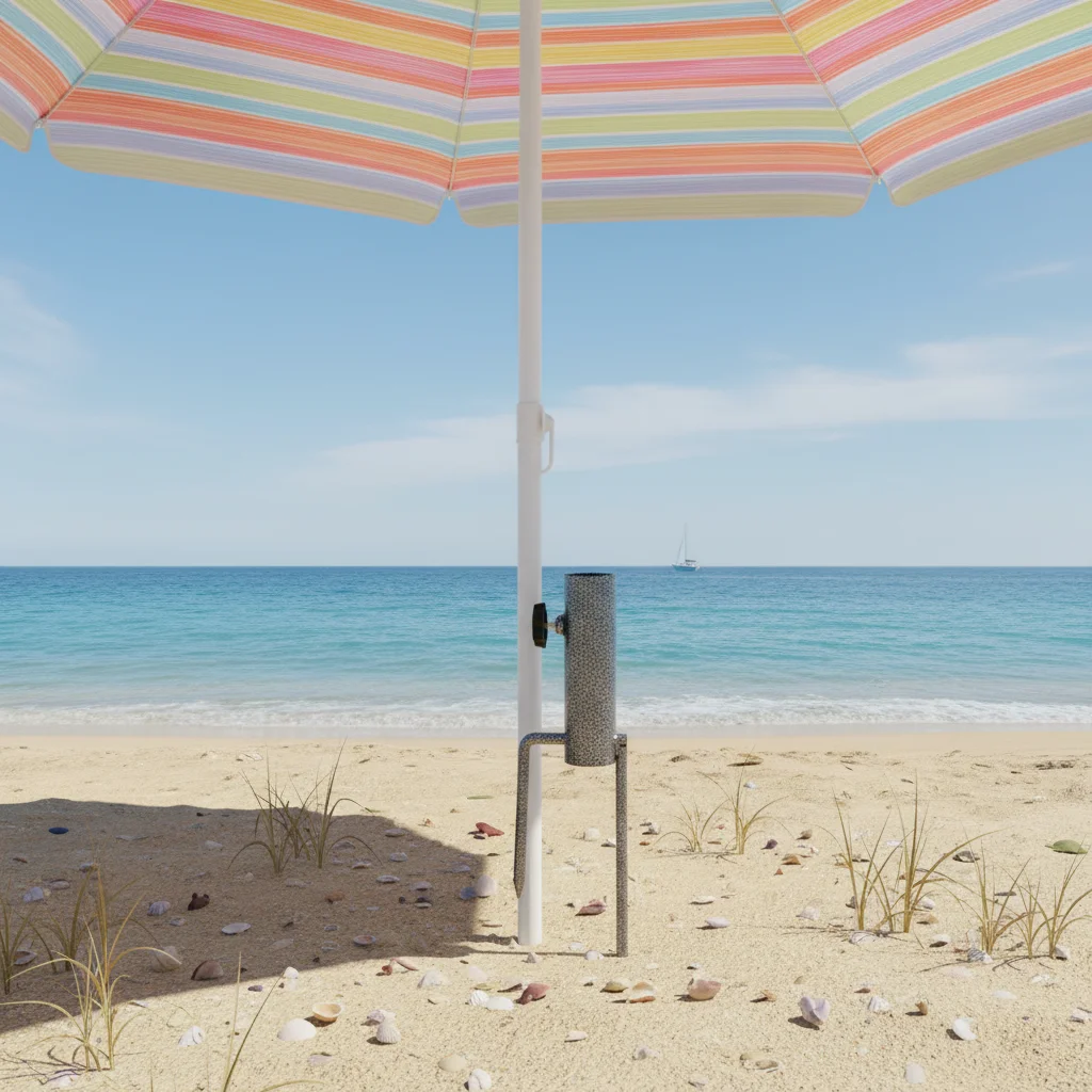 Yard Umbrella Anchor Beach Umbrella Metal Ground Holder Adjustable Heavy Duty Round Beach Umbrella Iron Holder for Garden