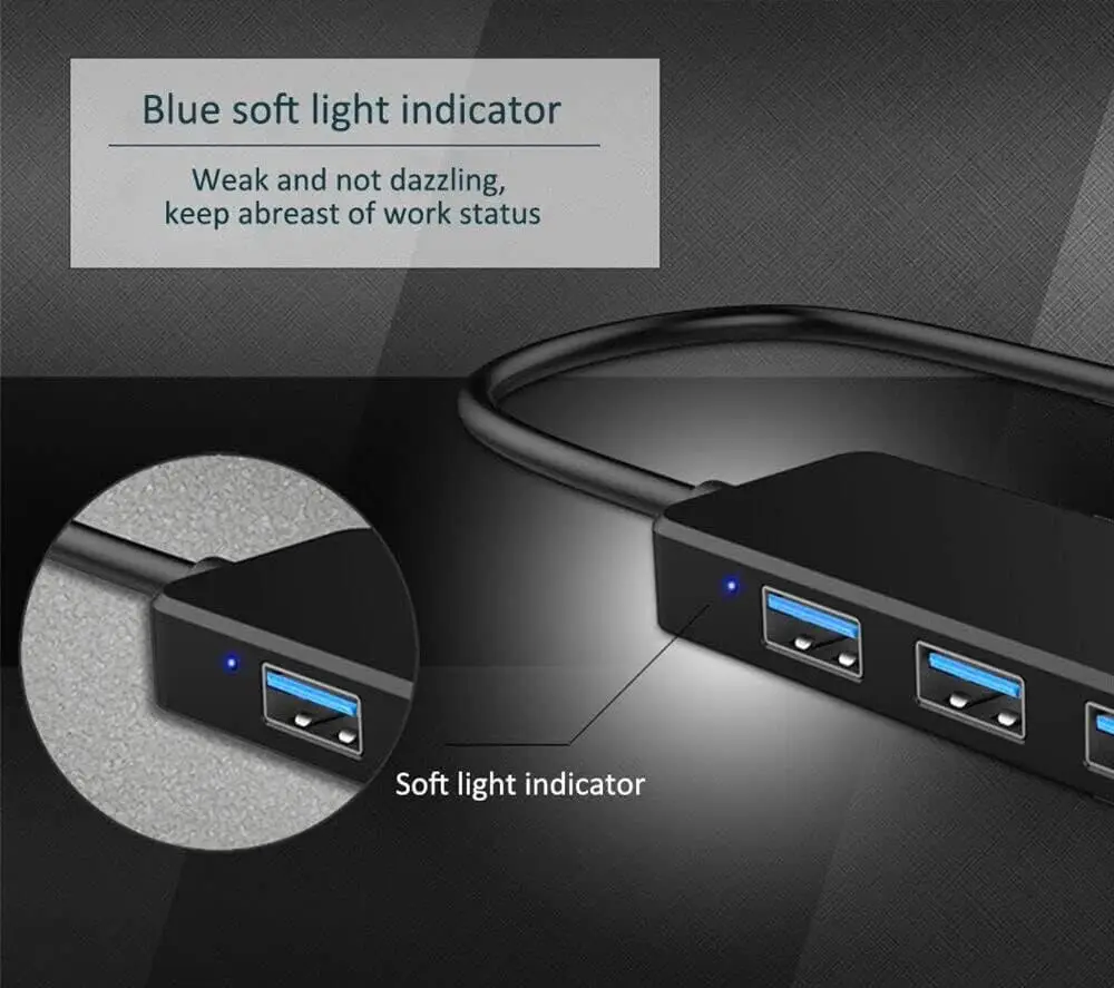 USB 3.0 Hub 4-Port-USB-Hub USB-Splitter USB-Expander für Laptop, Xbox, Flash-Laufwerk, Drucker, Kamera, Tastatur, Maus