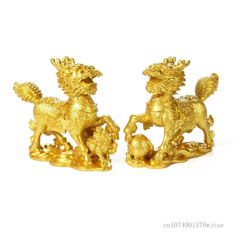 Kylin Animal Sculpture Decoration Pair of Home, Living Room, Bedroom, Office Decor, Resin Crafts Gift image 2