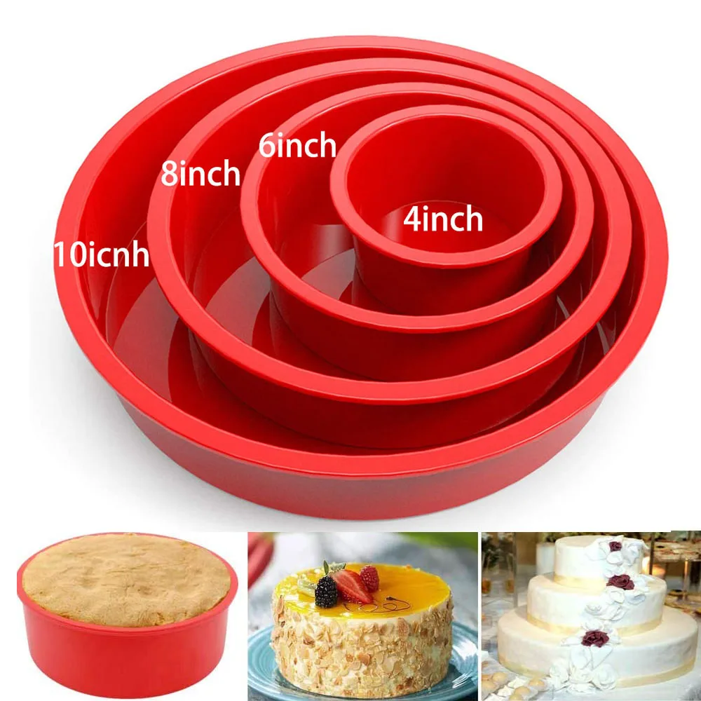 4 5 6 7 8 10 Inch Round Cake Mold Silicone Molds for Cakes Nonstick Cake Pan Baking Forms Pastry Mold